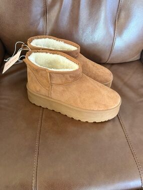 Women’s Olivia & Kate Suede Faux Fur Lined Platform Ankle Boots